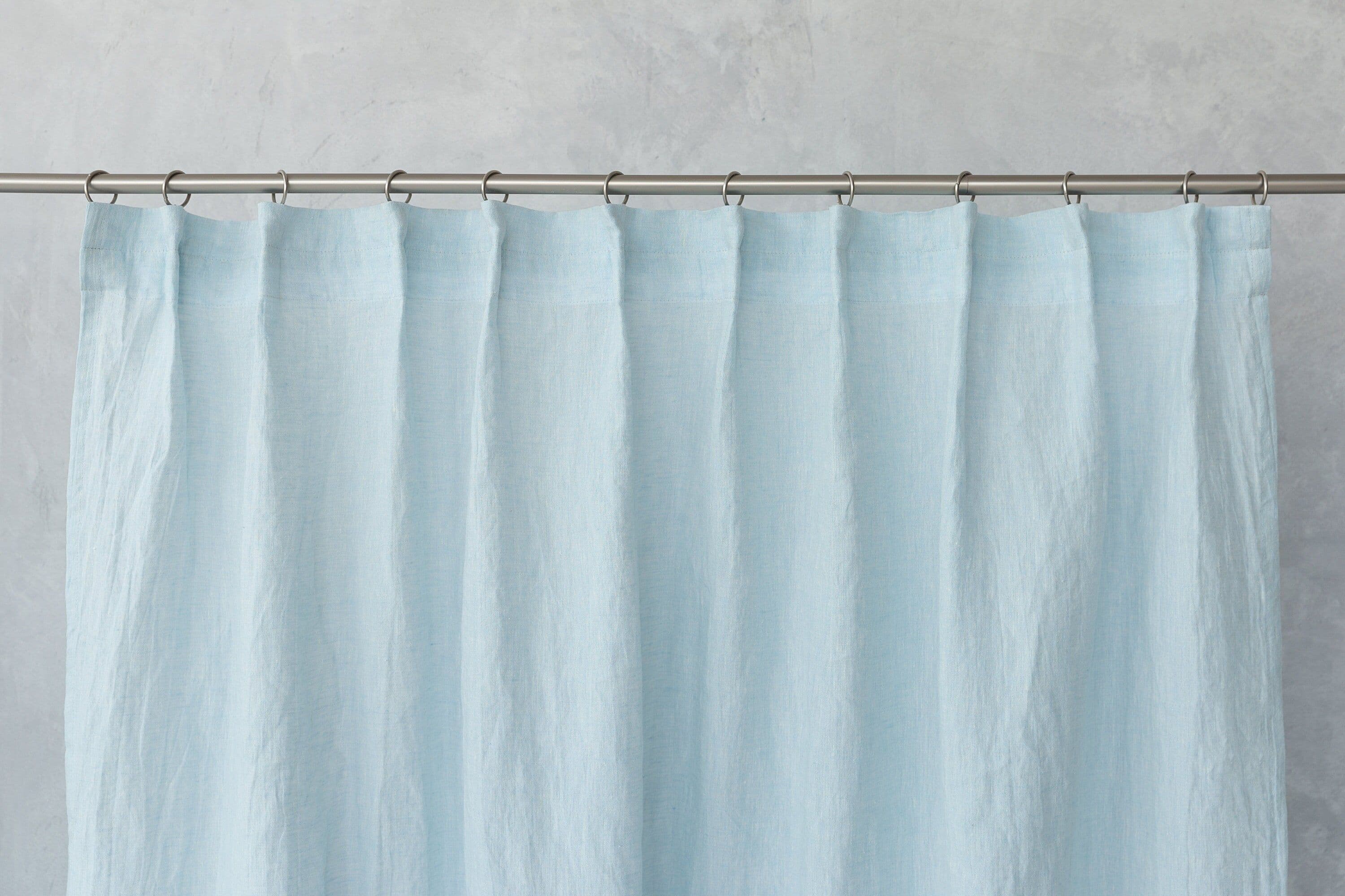 image-Baby Blue linen curtain with pleating tape and crown