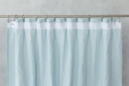 image-Baby Blue linen curtain with pleating tape and crown