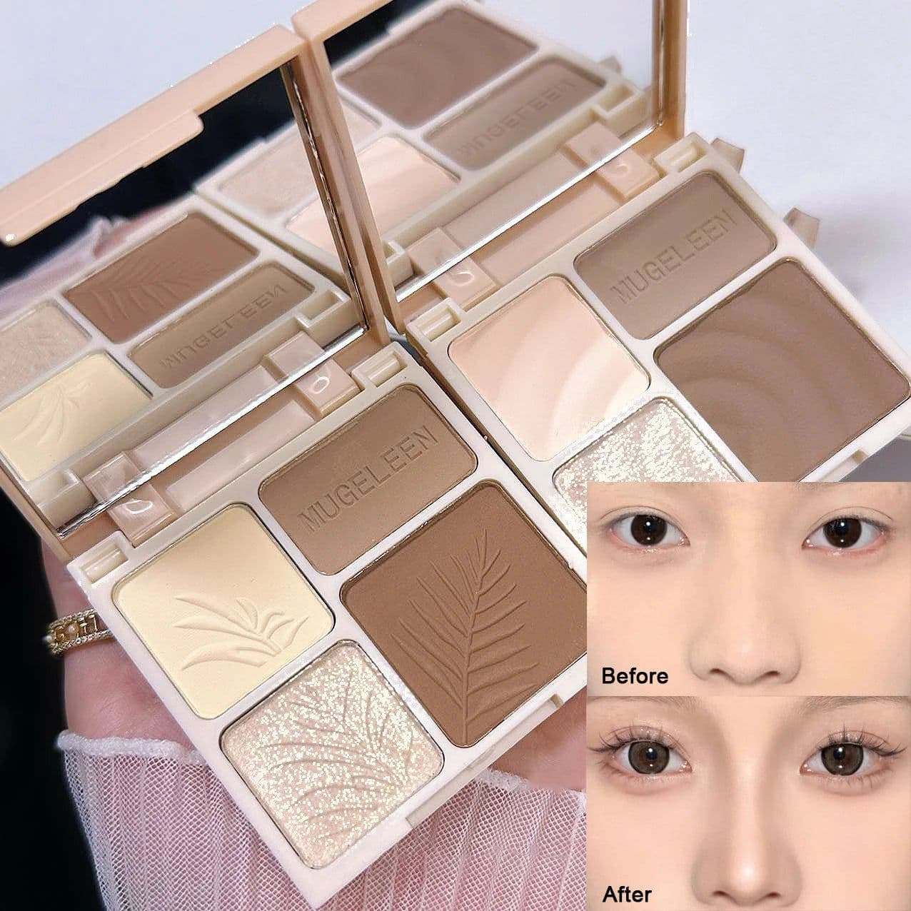 image-4 Colors Highlighter Contour 3D Facial Bronzer Cosmetic Brightening