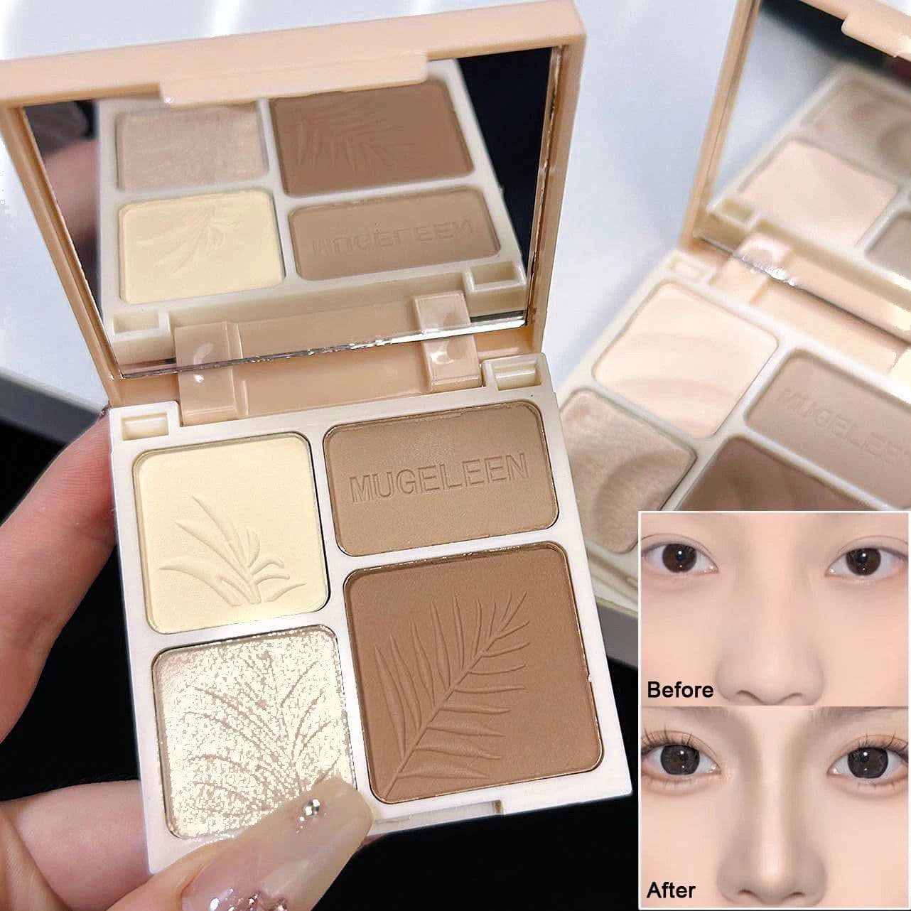 image-4 Colors Highlighter Contour 3D Facial Bronzer Cosmetic Brightening