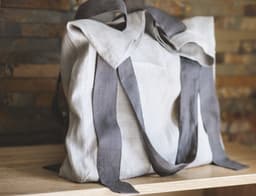 image-Safari Green and Greyish Mint linen canvas bag with two tones
