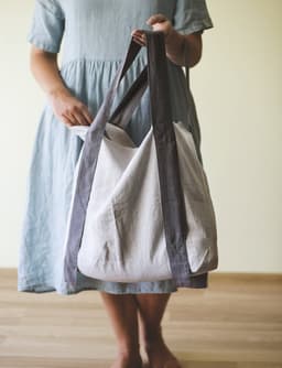 image-Safari Green and Greyish Mint linen canvas bag with two tones