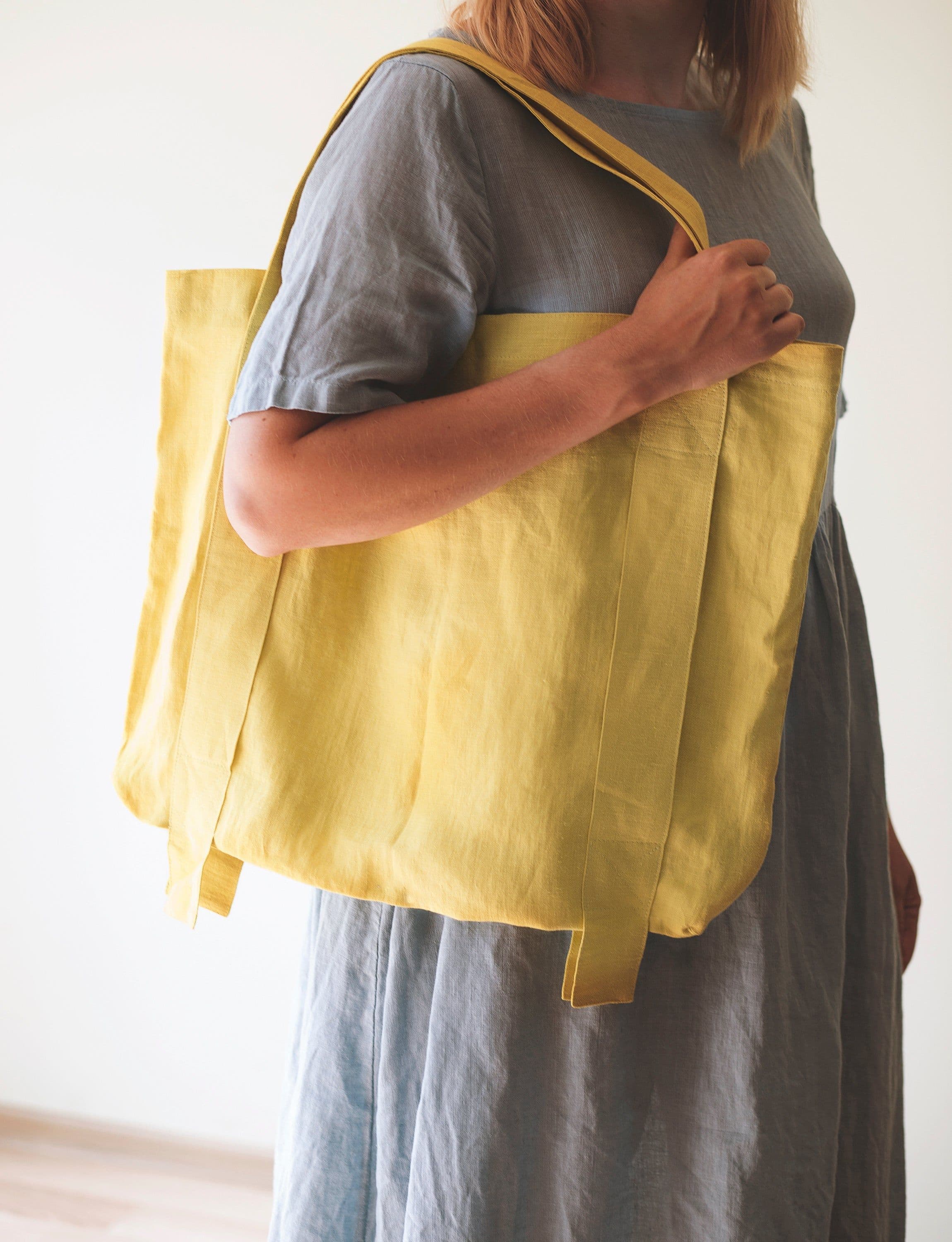 image-Safari Green and Greyish Mint linen canvas bag with two tones