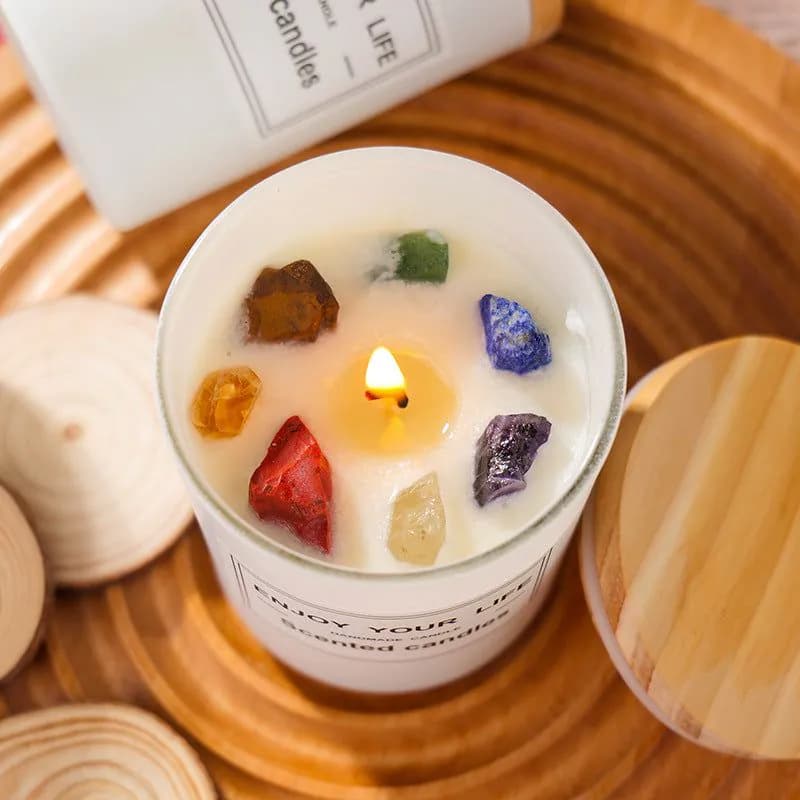 image-Natural Crystal Stone Aromatherapy Candle Soy Wax Smokeless Candles