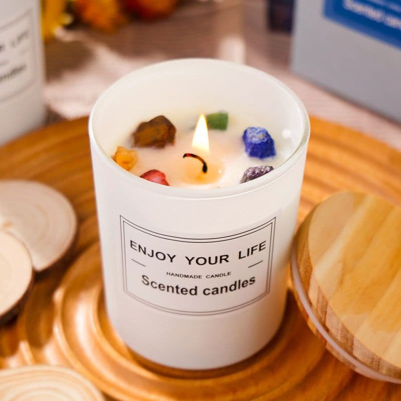 image-Natural Crystal Stone Aromatherapy Candle Soy Wax Smokeless Candles