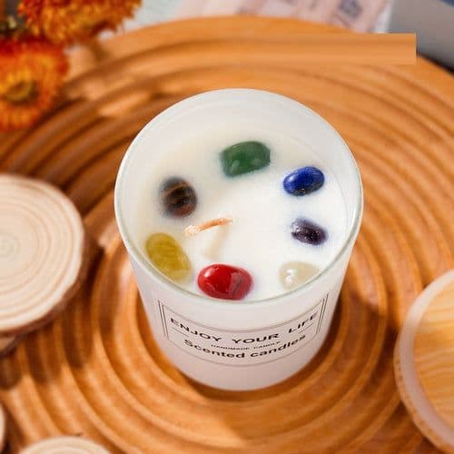 image-Natural Crystal Stone Aromatherapy Candle Soy Wax Smokeless Candles