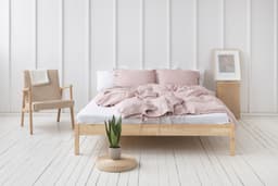 image-Pale Pink linen duvet cover with ties