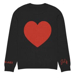image-Heart - Knitted crew neck sweater BLACK