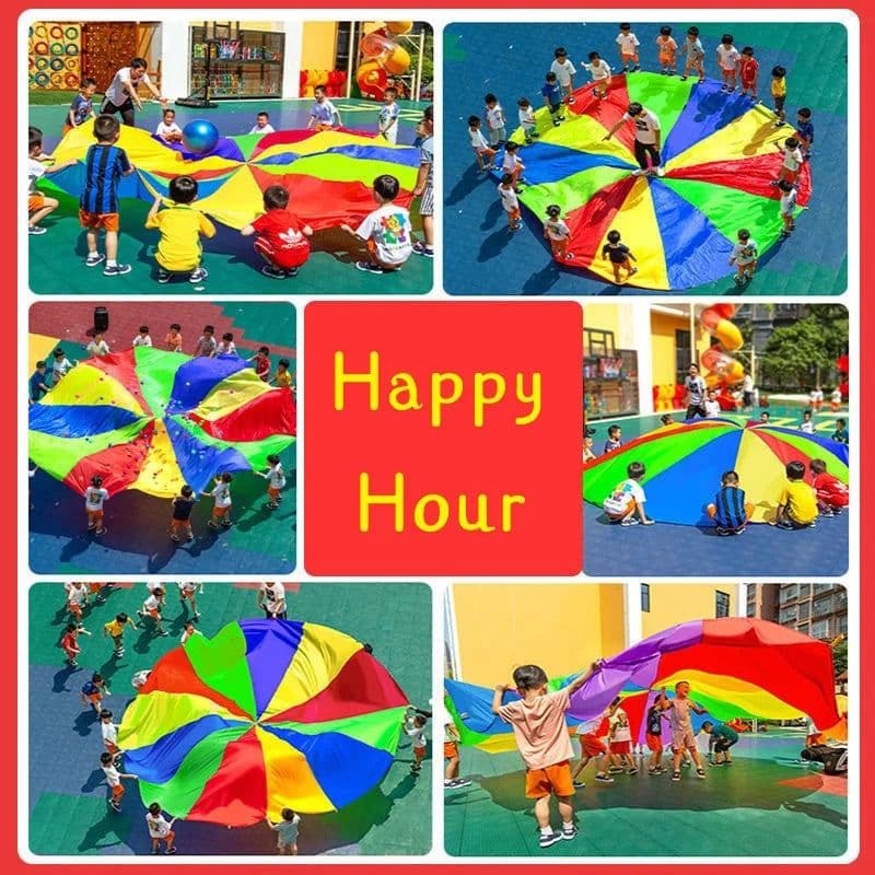 image-MEADE Rainbow Parachute Game - Encourages Teamwork & Active Play Mat