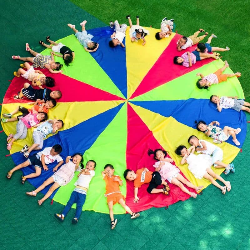 image-MEADE Rainbow Parachute Game - Encourages Teamwork & Active Play Mat