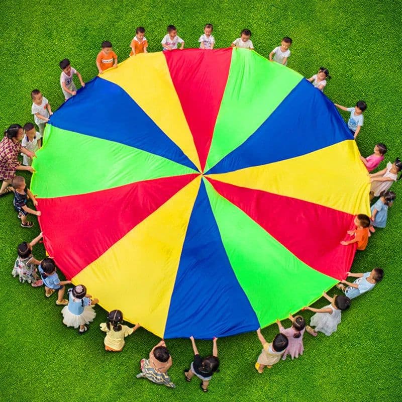image-MEADE Rainbow Parachute Game - Encourages Teamwork & Active Play Mat