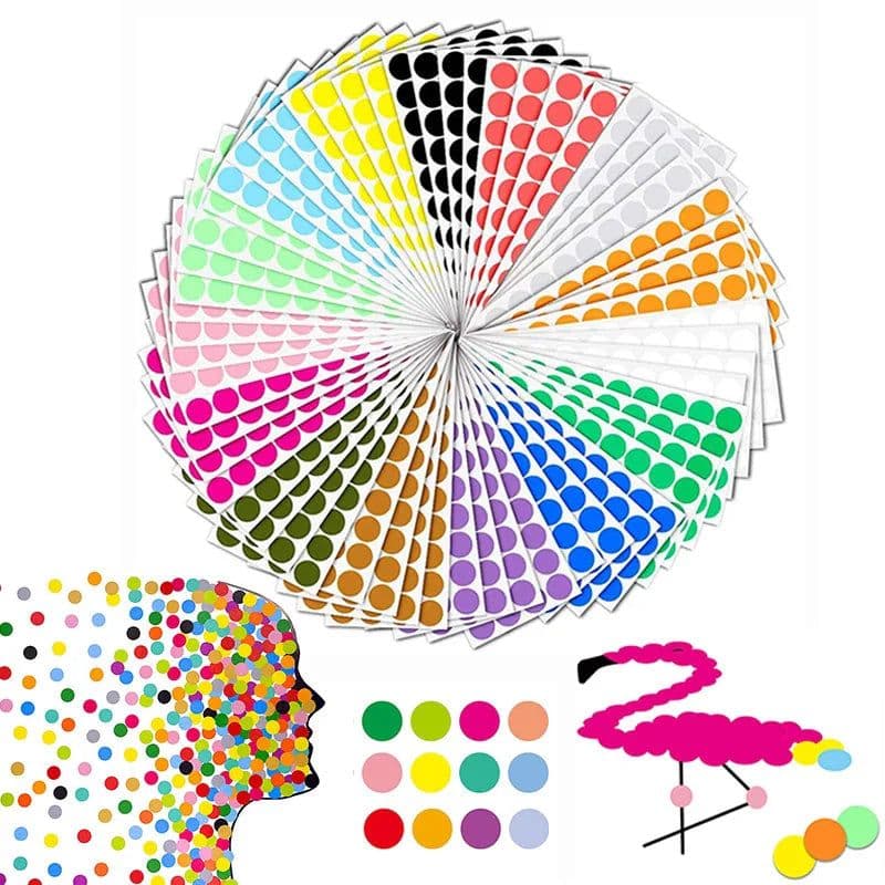 image-DIY Circle Dot Stickers - Colourful Coding Labels for Arts & Crafts