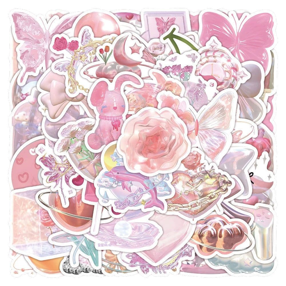 image-GOGOTU Waterproof Dream Pink Stickers - Cute Cartoon Decals for Scrapbooking