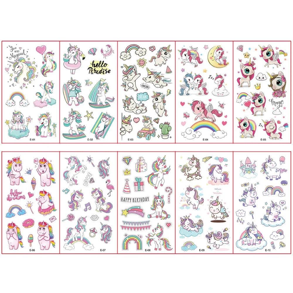 image-Monssjay Cartoon Tattoo Stickers - 10 Fun Sheets for Kids' Creativity