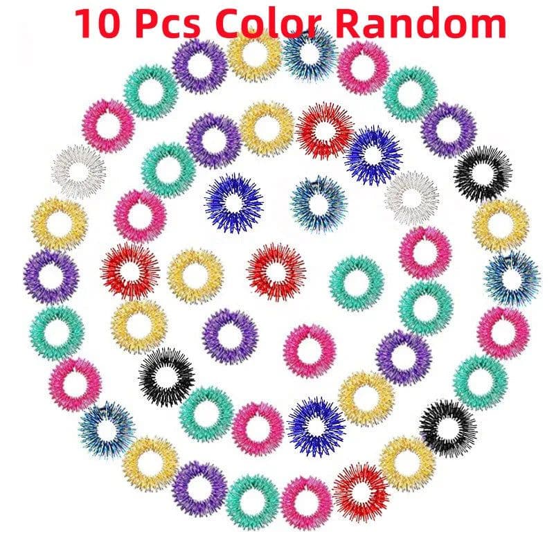 image-MEADE Spiky Sensory Finger Rings - Stress Relief Fidget Toys - 10PCS Set