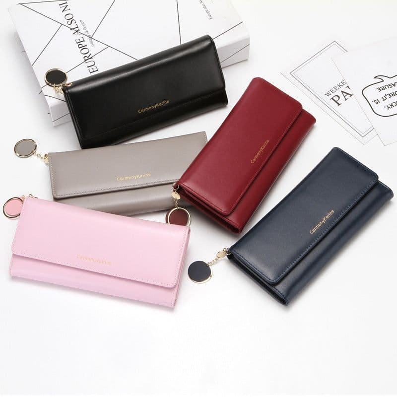 image-Factory Direct Ladies Wallet - Pink PU Leather Trifold