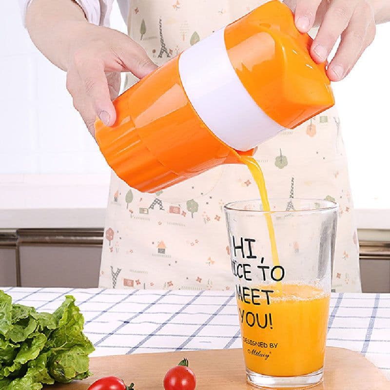 image-Mini Manual Citrus Juicer Cup Orange Pink Portable Squeezer 9.5x11x17cm