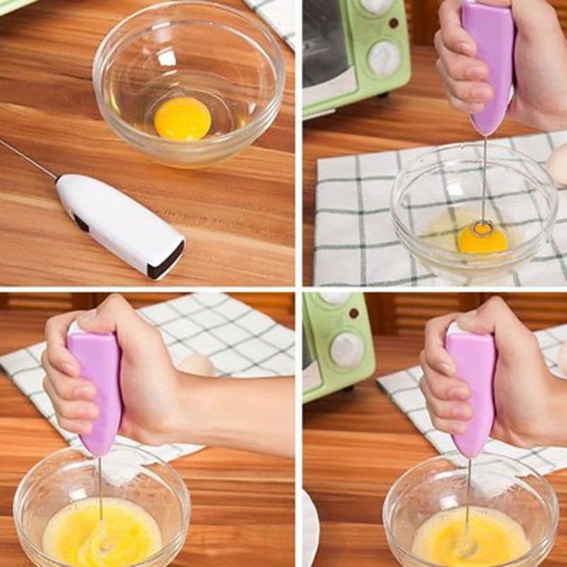 image-Electric Handheld Egg Whisk - Stainless Steel Mini Mixer