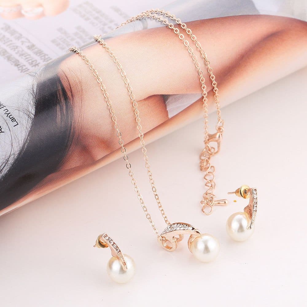 image-2-piece faux pearl necklace set