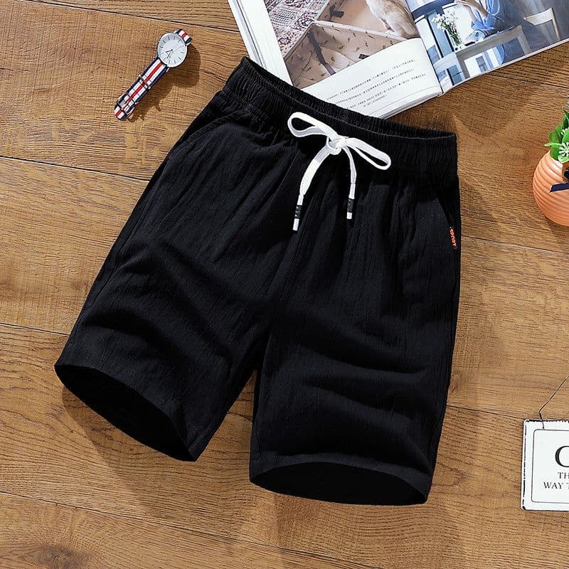 image-Men's Casual Shorts - Dark Gray Cotton Linen 9XL