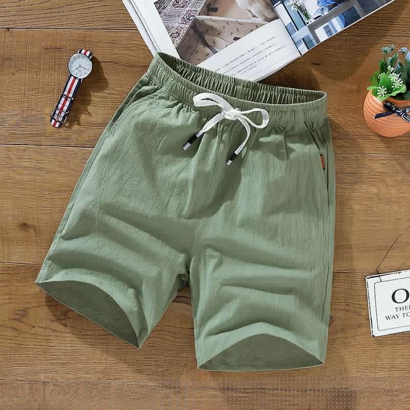 image-Men's Casual Shorts - Dark Gray Cotton Linen 9XL