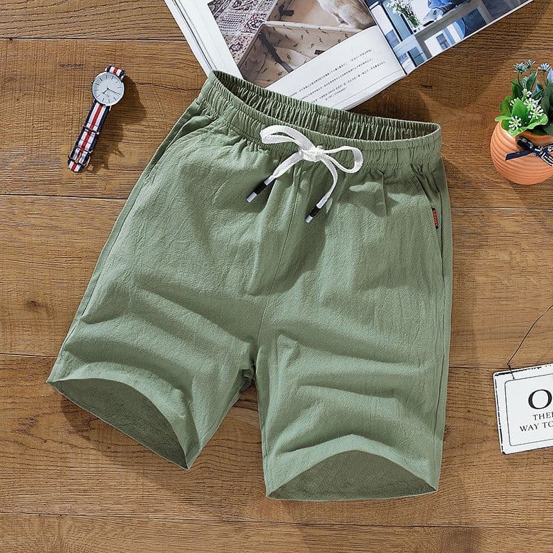 image-Men's Casual Shorts - Dark Gray Cotton Linen 9XL