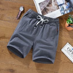 image-Men's Casual Shorts - Dark Gray Cotton Linen 9XL