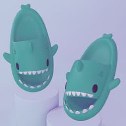 image-Adult's Slippers Indoor Outdoor Funny Shark Cartoon