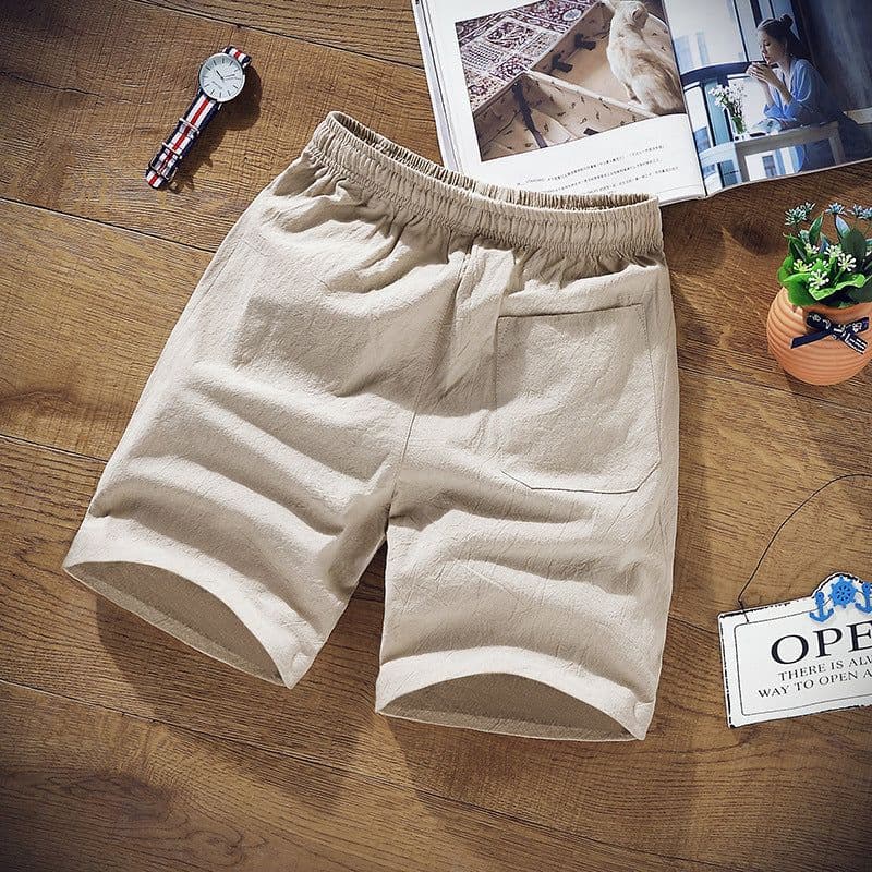 image-Men's Casual Shorts - Dark Gray Cotton Linen 9XL
