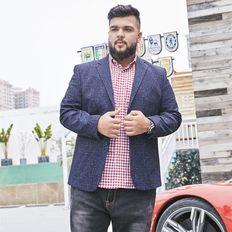 image-Imbark Plaid Suit Jacket 9XL Loose Fit Casual