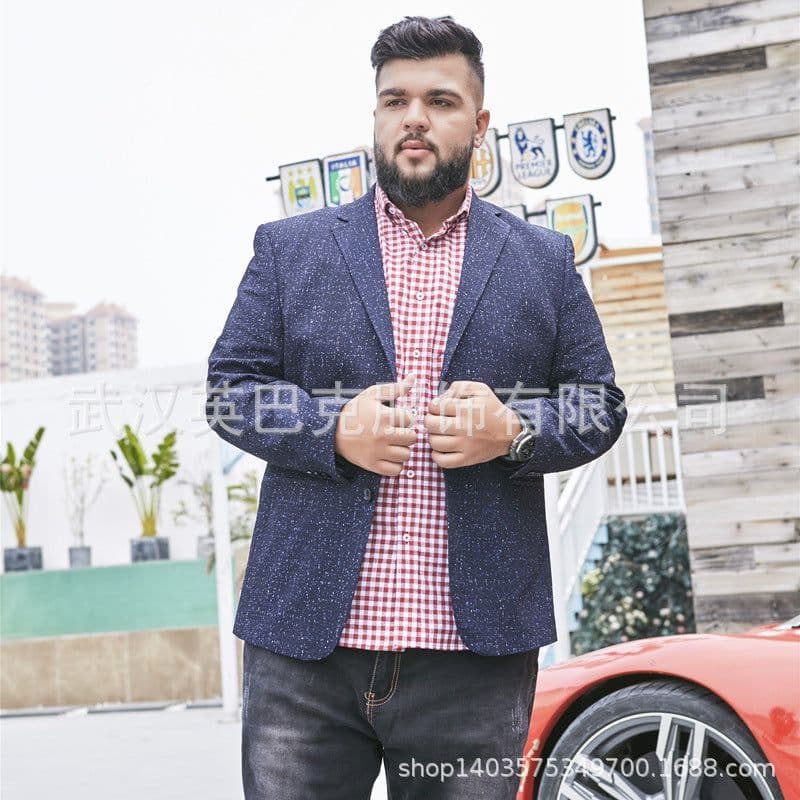 image-Imbark Plaid Suit Jacket 9XL Loose Fit Casual