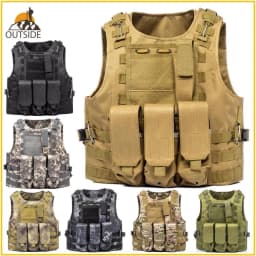 image-USMC Airsoft Tactical Vest Molle Combat Assault Plate Carrier Tactical