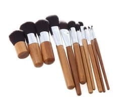 image-Bamboo Handle Makeup Brushes Set with Bag Professional Cosmetics Brush