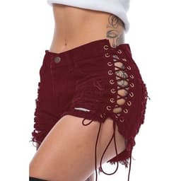 image-Bandage Shorts Womens Cotton Shorts Summer Pants Fashion Sexy Jeans