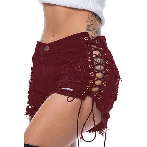 image-Bandage Shorts Womens Cotton Shorts Summer Pants Fashion Sexy Jeans