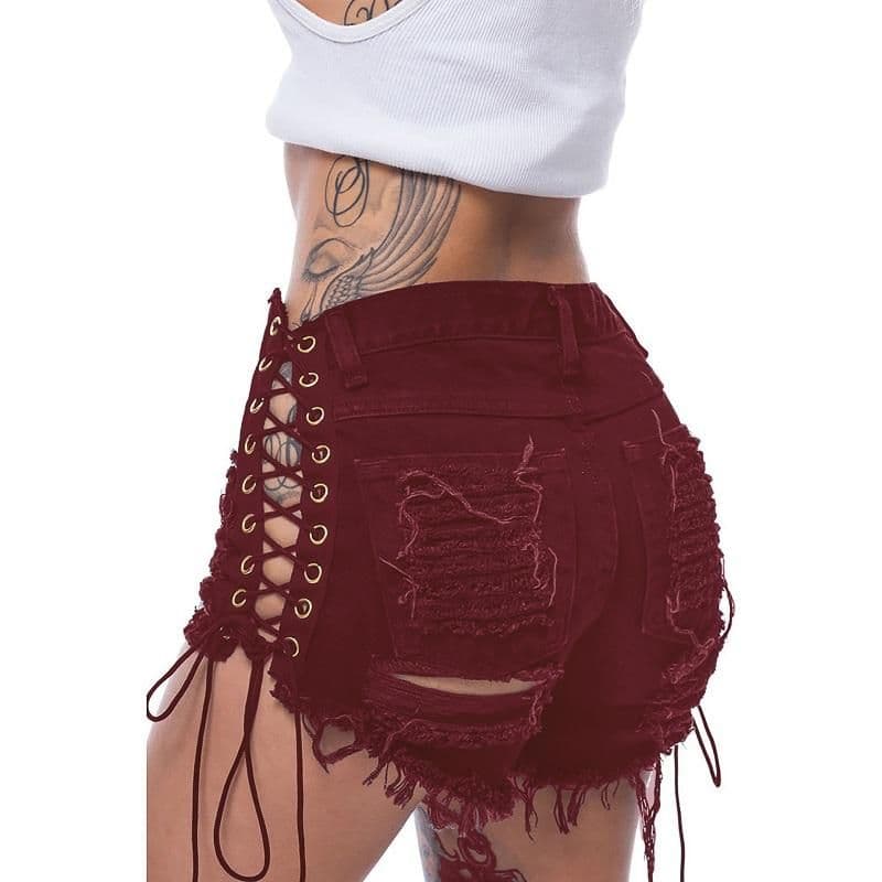 image-Bandage Shorts Womens Cotton Shorts Summer Pants Fashion Sexy Jeans