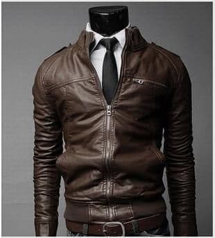 image-Mens PU Leather Jacket Fashion Coats for Male Business Wear Clothing