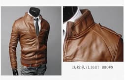 image-Mens PU Leather Jacket Fashion Coats for Male Business Wear Clothing