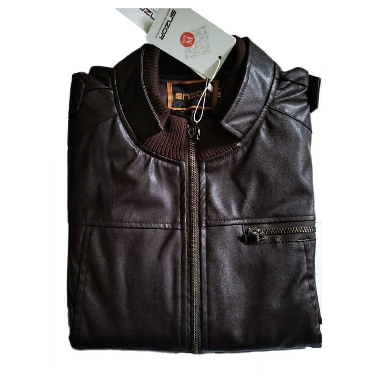 image-Mens PU Leather Jacket Fashion Coats for Male Business Wear Clothing