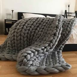 image-Chunky Knit Blanket 120*150cm Hand Woven Coarse Line Blankets Fashion