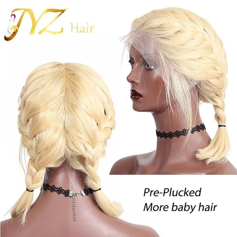 image-613 Blonde Short Bob Wigs Lace Front Human Hair Wigs Soft Pre Plucked