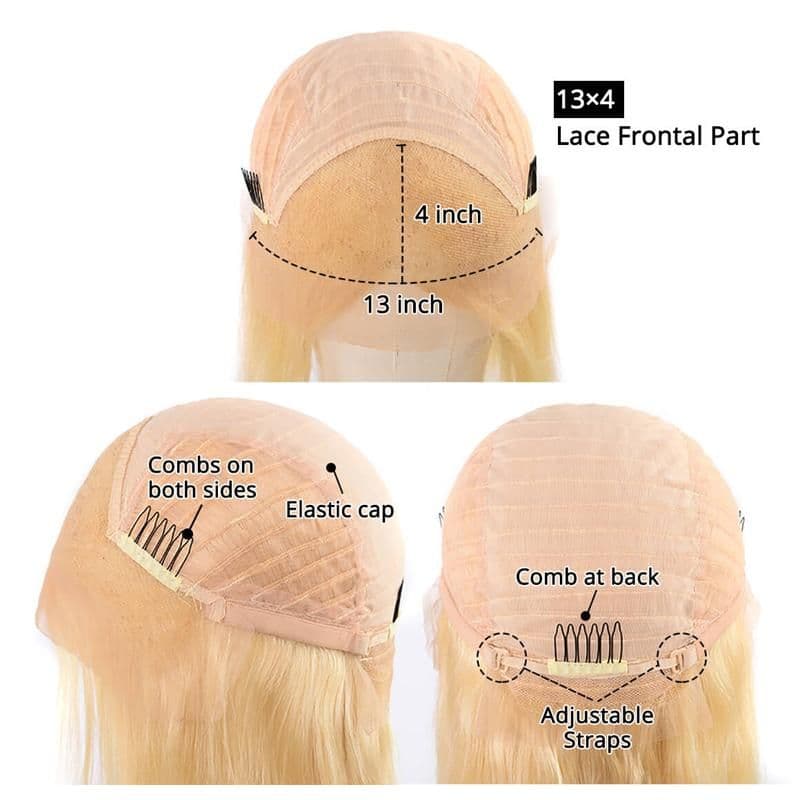 image-613 Blonde Short Bob Wigs Lace Front Human Hair Wigs Soft Pre Plucked