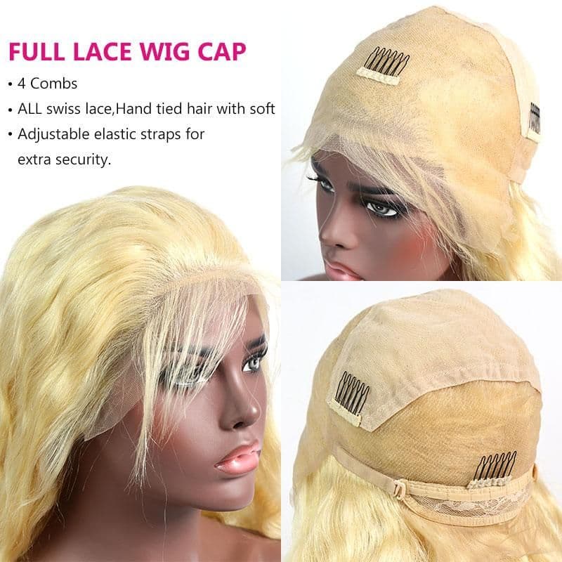 image-613 Blonde Short Bob Wigs Lace Front Human Hair Wigs Soft Pre Plucked