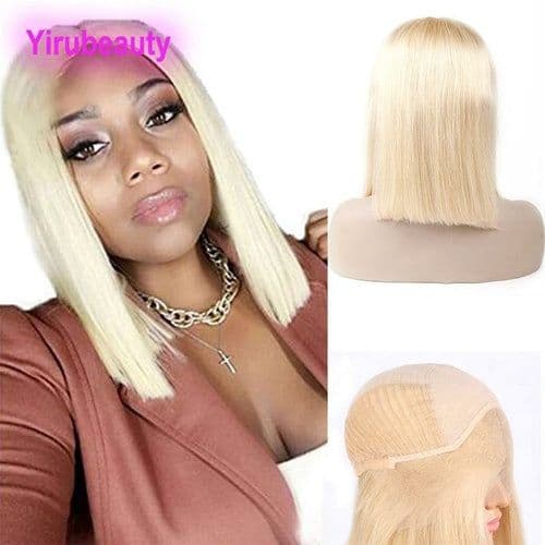 image-Indian Human Hair Products 10-18inch 13x4 Bob Hair Lace Front Wigs