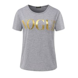 image-Fashion t shirts for women t-shirt gold VOGUE letter women Short