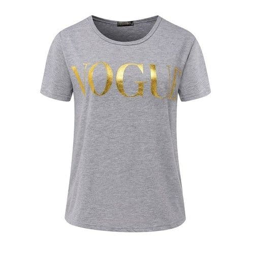 image-Fashion t shirts for women t-shirt gold VOGUE letter women Short