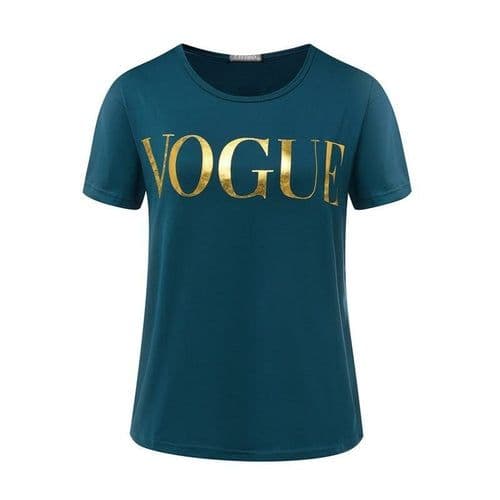 image-Fashion t shirts for women t-shirt gold VOGUE letter women Short