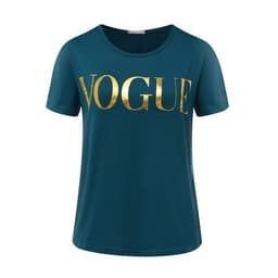 image-Fashion t shirts for women t-shirt gold VOGUE letter women Short