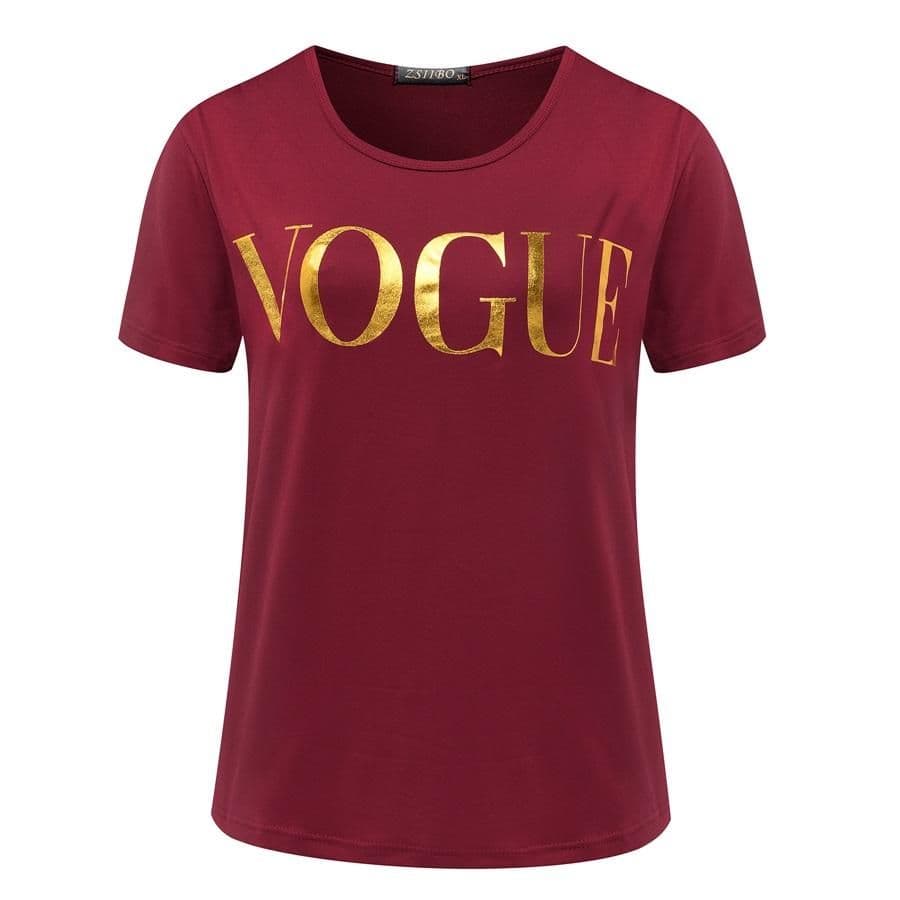 image-Fashion t shirts for women t-shirt gold VOGUE letter women Short