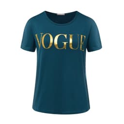 image-Fashion t shirts for women t-shirt gold VOGUE letter women Short